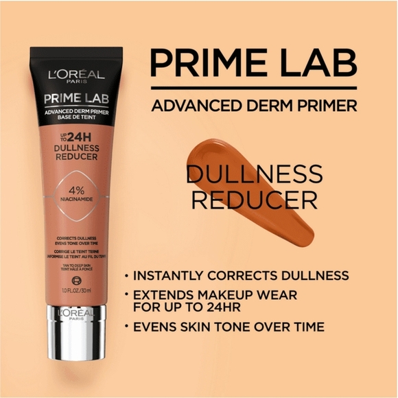L'Oreal Paris Prime Lab Dullness Reducer Lotion Primer, Brightening, 1 fl oz x2 - Picture 2 of 3